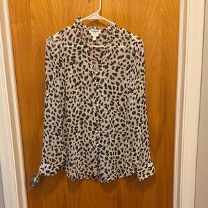 Express Animal Print Ruffle Collar Blouse